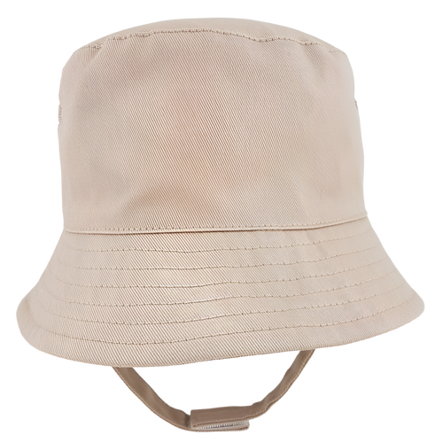 Beige bucket hat with strap