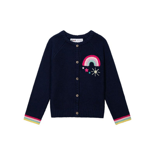 Navy Rainbow Knitted Cardigan