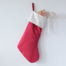 Load image into Gallery viewer, Starry Christmas Stocking Red