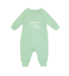 Mint welcome to the world romper