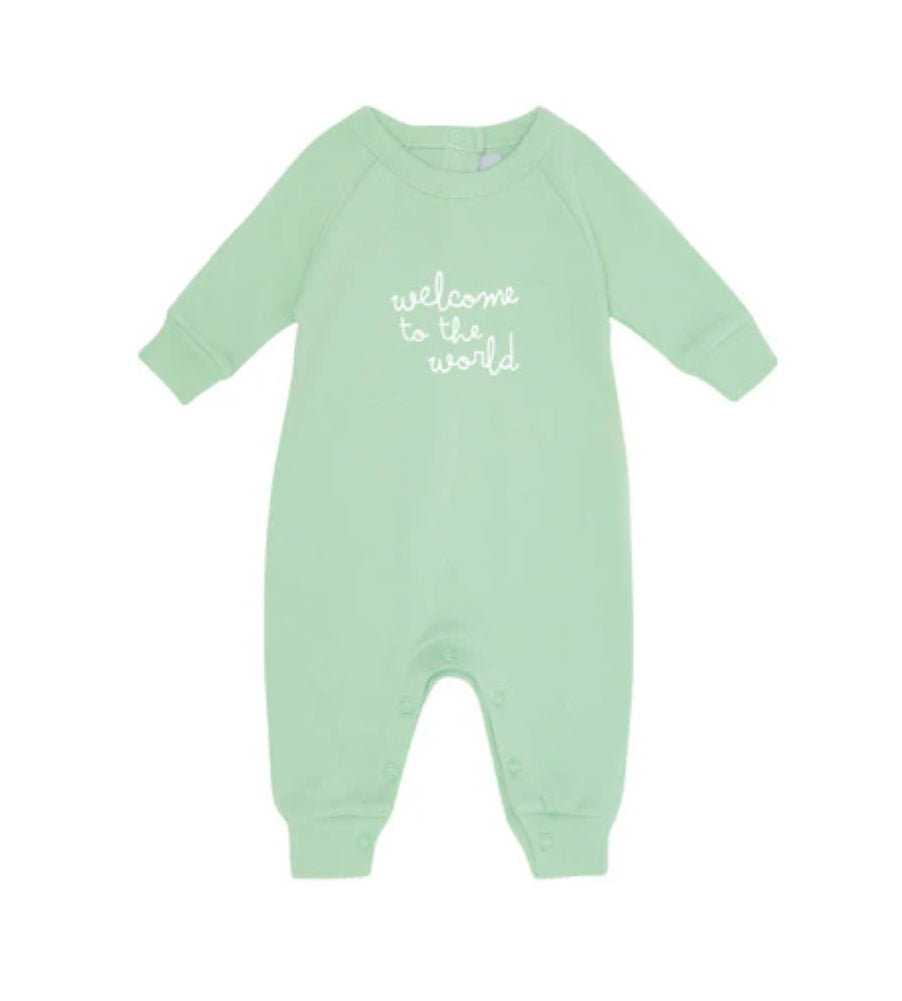 Mint welcome to the world romper