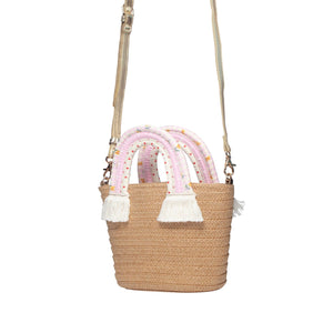 Picnic Rainbow Handle Basket Bag