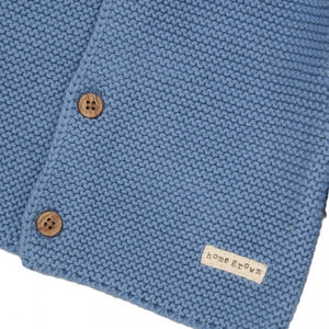 Organic cotton knit cardigan dusky blue