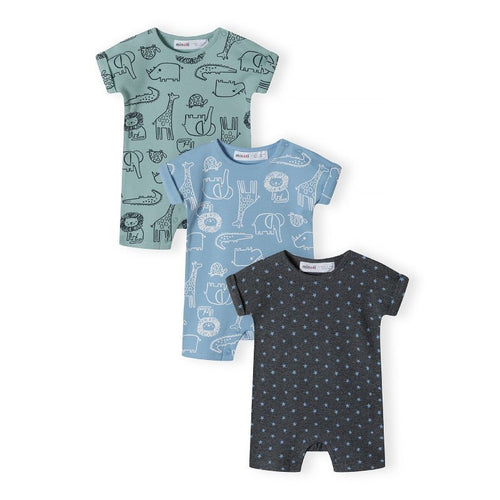 3 pack short sleeved jungle rompers