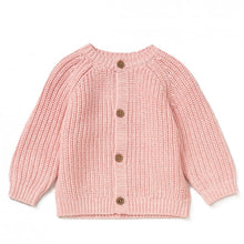 Load image into Gallery viewer, BABY PINK COTTON KNIT CARDIGAN WITH EMBROIDERY DETAIL HELLO