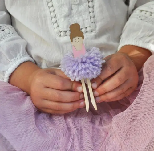 Make Your Own Pom Pom Ballerina Peg Doll Kit