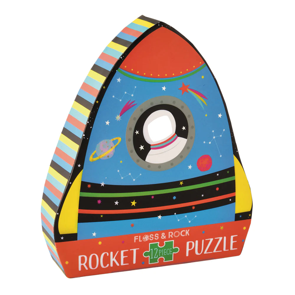 12 Piece Shaped Jigsaw Puzzle in Shaped Box - Rocket/space