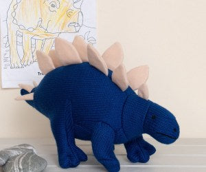Knitted Blue Stegosaurus Dinosaur Plush Toy