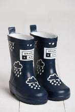 Load image into Gallery viewer, Navy Colour Revealing Cloud Wellies
