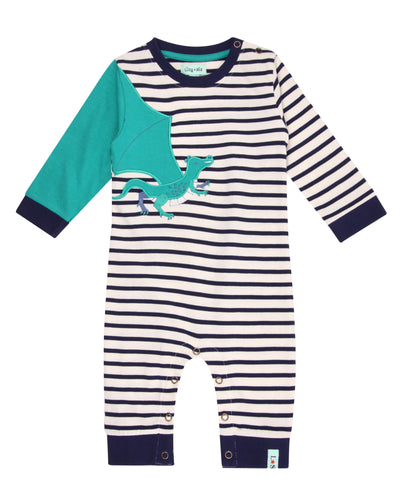 DRAGON SLEEVE APPLIQUÉ STRIPE SLEEPSUIT