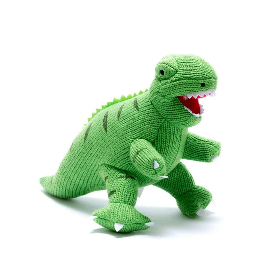 Knitted Green T Rex Dinosaur Plush Toy